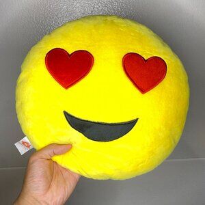 Emoji Heart Eyes Plush Pillow Yellow Circle 12" Inches Soft Cuddly Smiley Face